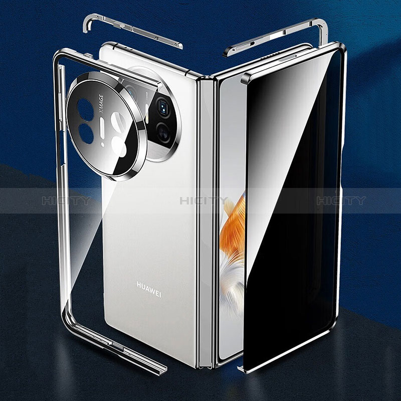 Coque Rebord Bumper Luxe Aluminum Metal Miroir 360 Degres Housse Etui Aimant P03 pour Huawei Mate X3 Plus