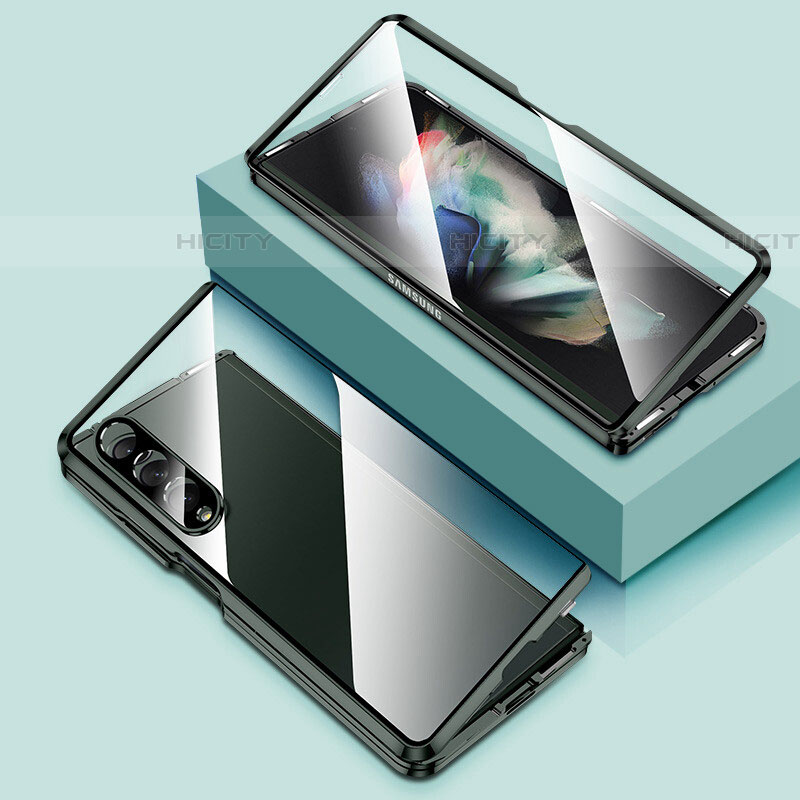 Coque Rebord Bumper Luxe Aluminum Metal Miroir 360 Degres Housse Etui Aimant P03 pour Samsung Galaxy Z Fold4 5G Vert Plus