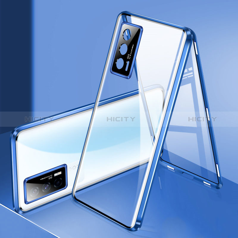 Coque Rebord Bumper Luxe Aluminum Metal Miroir 360 Degres Housse Etui Aimant P03 pour Vivo iQOO Neo5 5G Bleu Plus