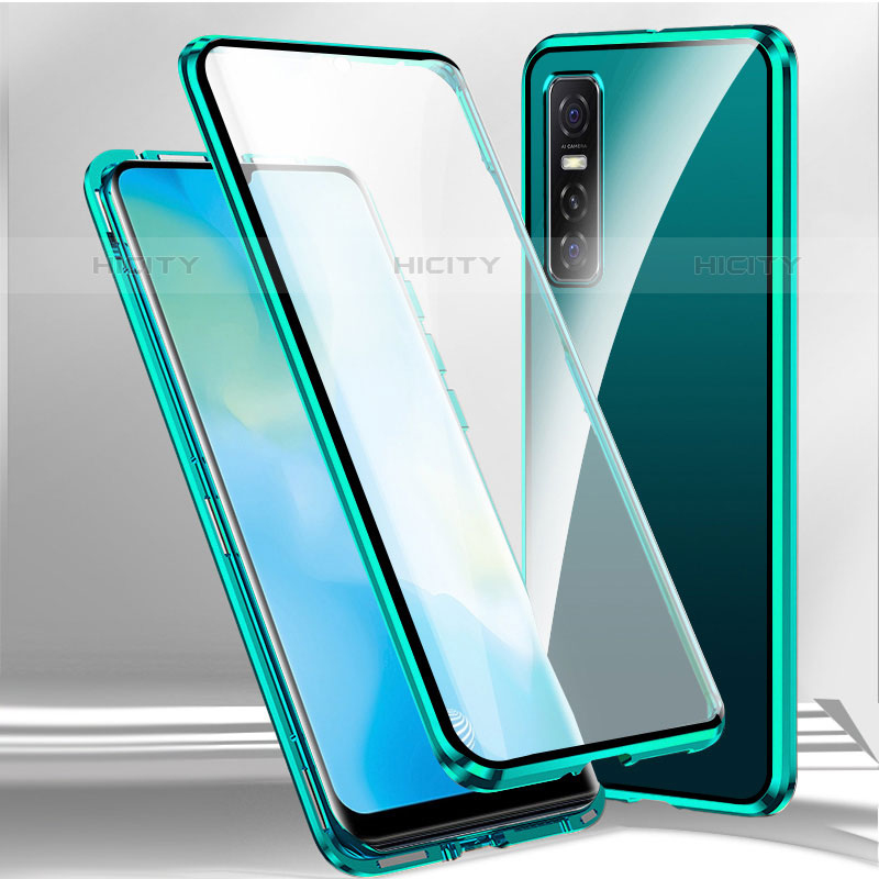 Coque Rebord Bumper Luxe Aluminum Metal Miroir 360 Degres Housse Etui Aimant P03 pour Vivo Y73s 5G Vert Plus