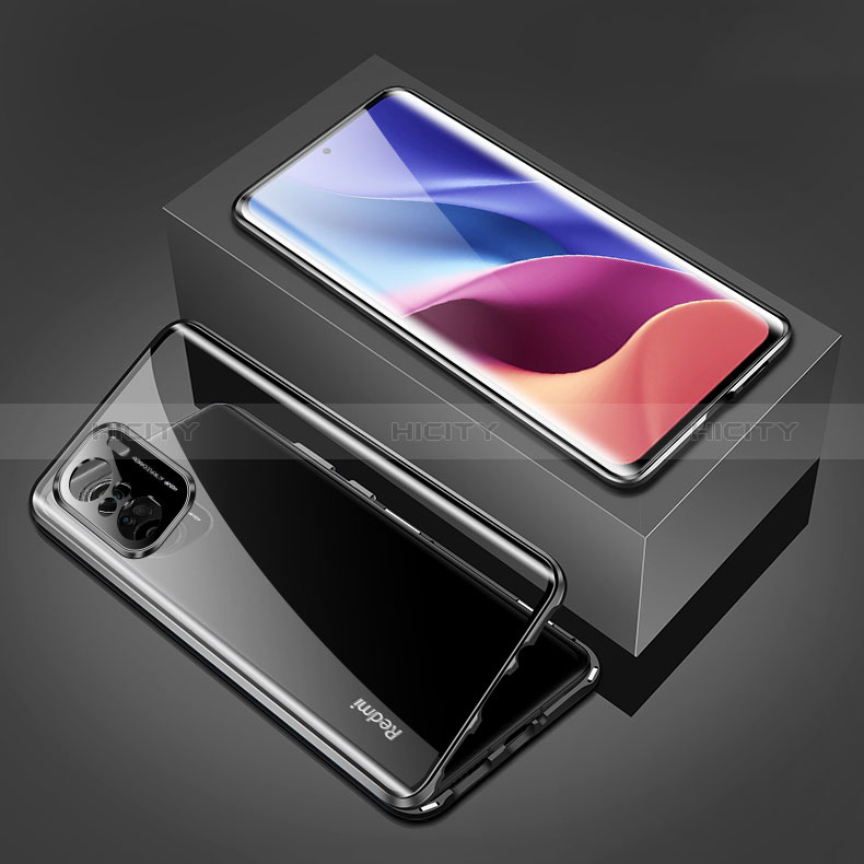 Coque Rebord Bumper Luxe Aluminum Metal Miroir 360 Degres Housse Etui Aimant P03 pour Xiaomi Mi 11X 5G Noir Plus