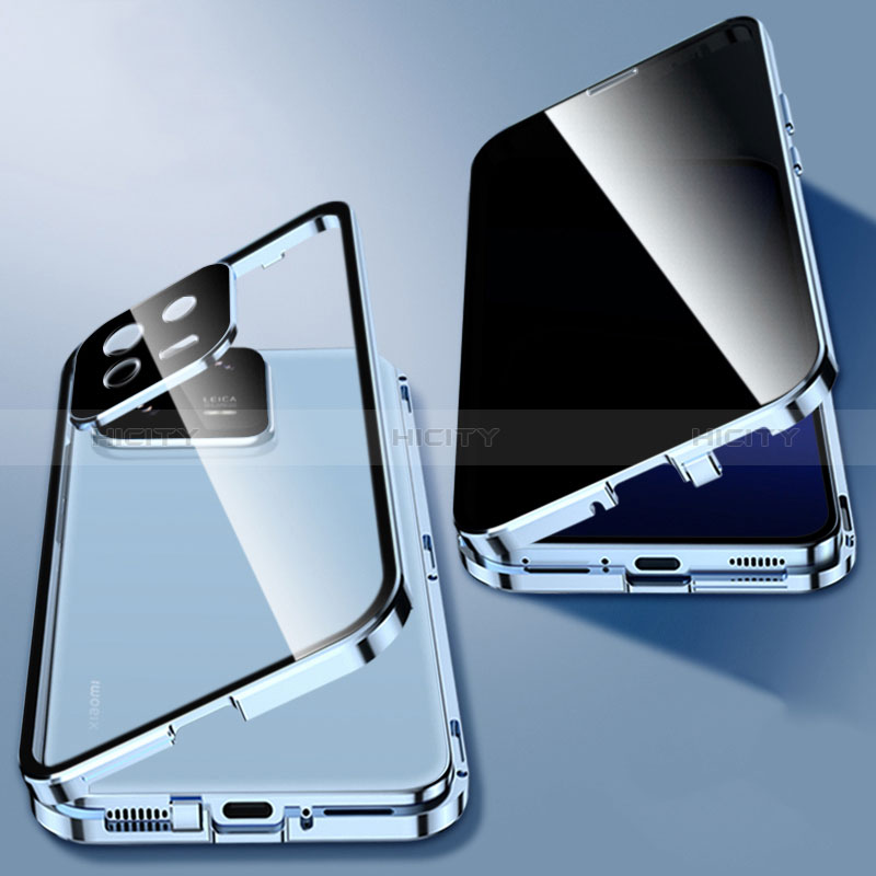 Coque Rebord Bumper Luxe Aluminum Metal Miroir 360 Degres Housse Etui Aimant P03 pour Xiaomi Mi 13 5G Bleu Plus