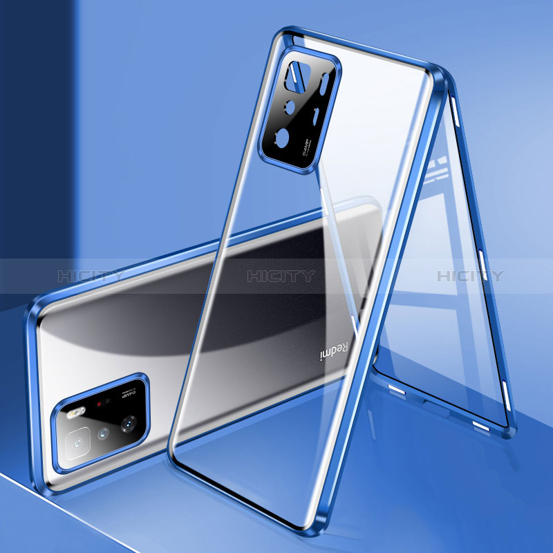 Coque Rebord Bumper Luxe Aluminum Metal Miroir 360 Degres Housse Etui Aimant P03 pour Xiaomi Poco X3 GT 5G Bleu Plus