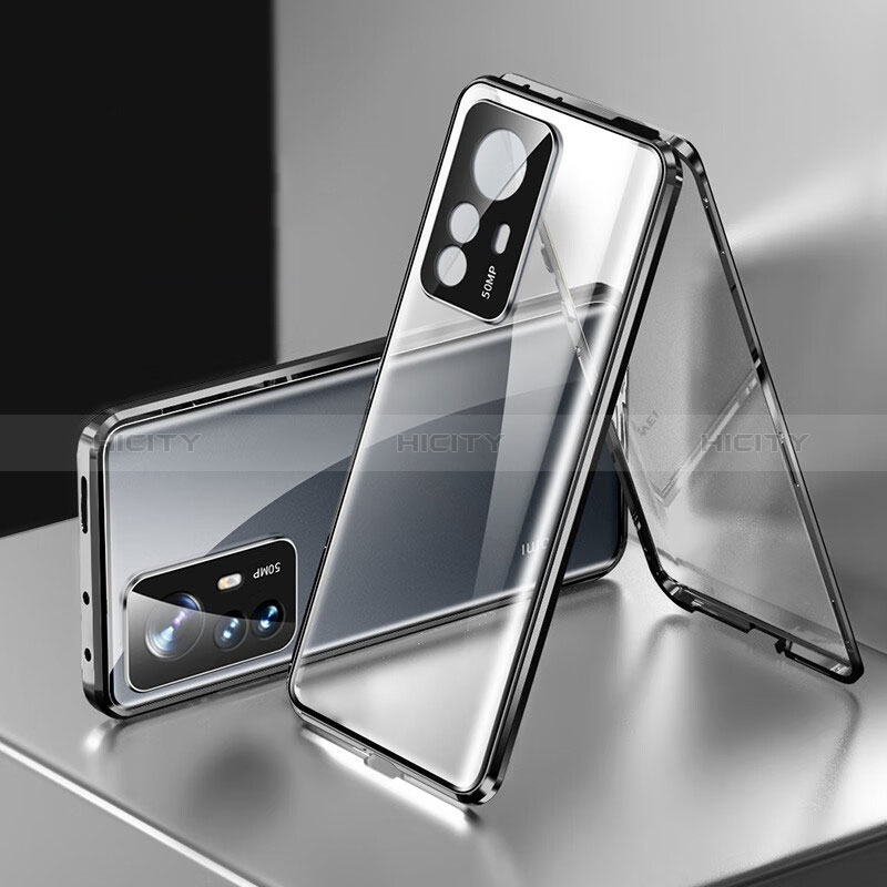 Coque Rebord Bumper Luxe Aluminum Metal Miroir 360 Degres Housse Etui Aimant P03 pour Xiaomi Redmi K50 Ultra 5G Noir Plus