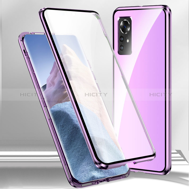 Coque Rebord Bumper Luxe Aluminum Metal Miroir 360 Degres Housse Etui Aimant P03 pour Xiaomi Redmi Note 12S Violet Plus