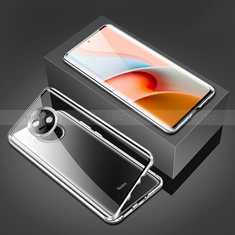 Coque Rebord Bumper Luxe Aluminum Metal Miroir 360 Degres Housse Etui Aimant P03 pour Xiaomi Redmi Note 9T 5G Argent Plus