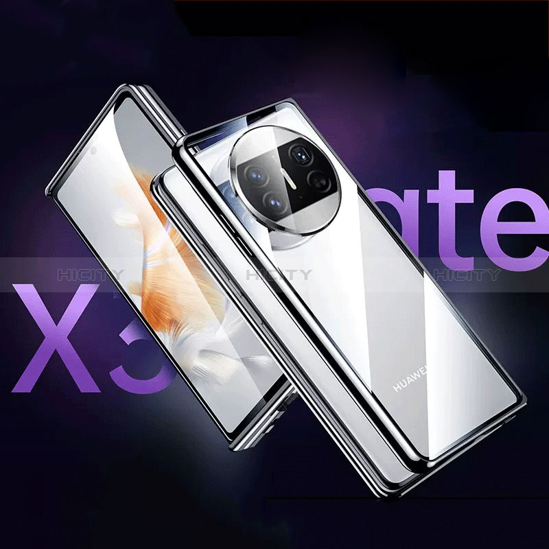 Coque Rebord Bumper Luxe Aluminum Metal Miroir 360 Degres Housse Etui Aimant P04 pour Huawei Mate X3 Plus