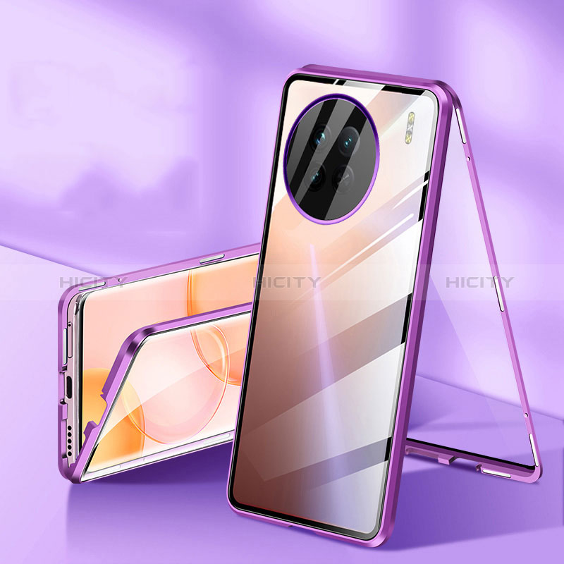 Coque Rebord Bumper Luxe Aluminum Metal Miroir 360 Degres Housse Etui Aimant P04 pour OnePlus 11R 5G Violet Plus