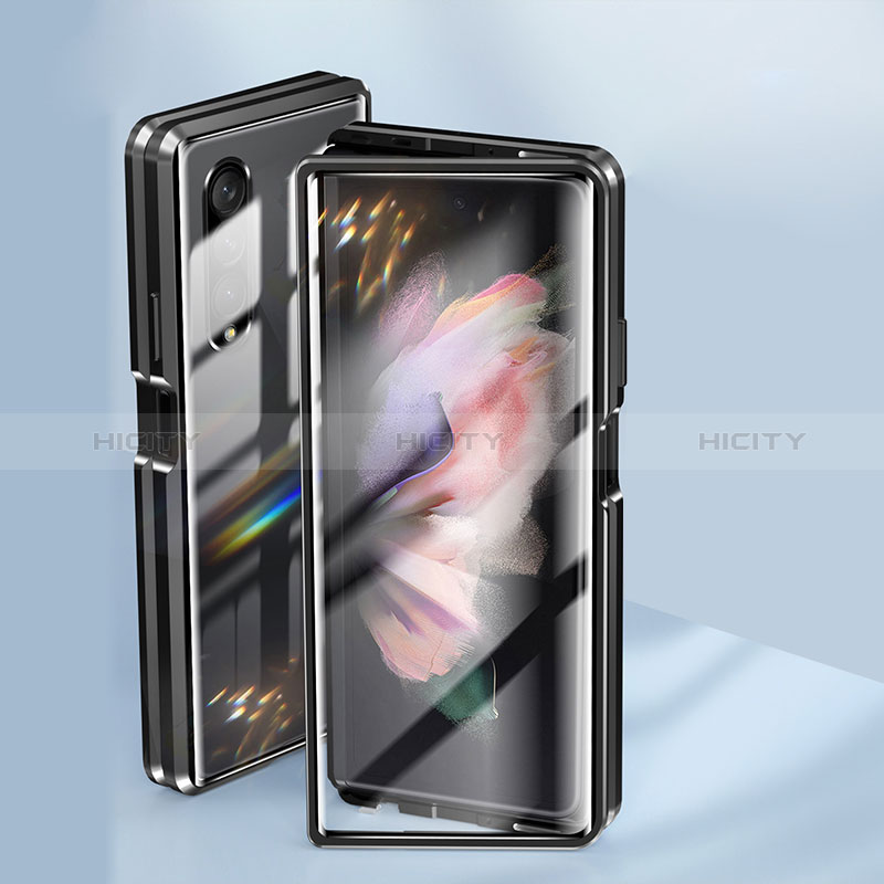 Coque Rebord Bumper Luxe Aluminum Metal Miroir 360 Degres Housse Etui Aimant P04 pour Samsung Galaxy Z Fold3 5G Plus