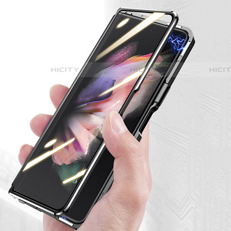 Coque Rebord Bumper Luxe Aluminum Metal Miroir 360 Degres Housse Etui Aimant P05 pour Samsung Galaxy Z Fold4 5G Plus