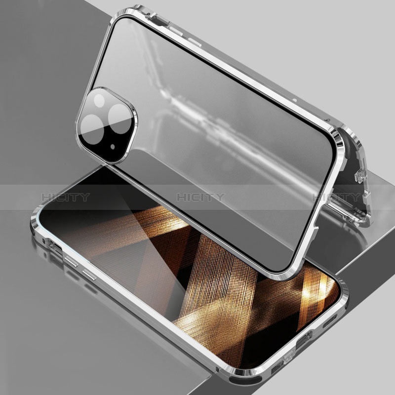 Coque Rebord Bumper Luxe Aluminum Metal Miroir 360 Degres Housse Etui Aimant pour Apple iPhone 15 Plus Plus