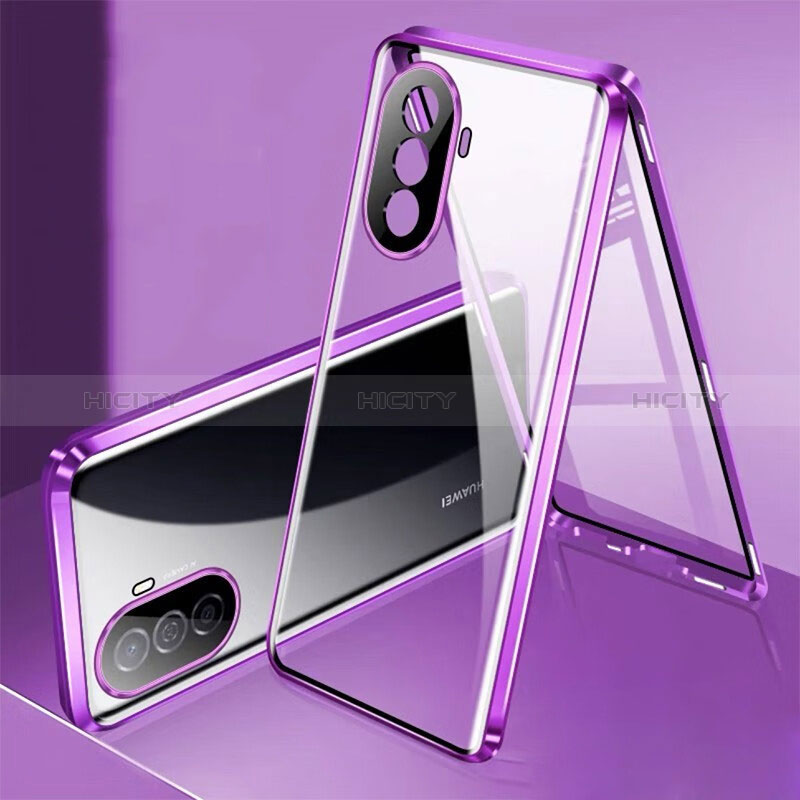 Coque Rebord Bumper Luxe Aluminum Metal Miroir 360 Degres Housse Etui Aimant pour Huawei Enjoy 50 Plus