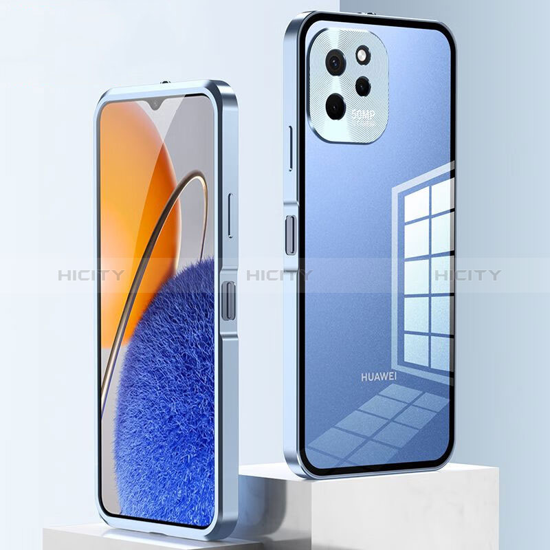 Coque Rebord Bumper Luxe Aluminum Metal Miroir 360 Degres Housse Etui Aimant pour Huawei Enjoy 50z Plus