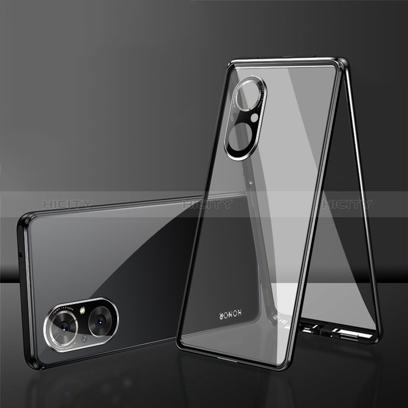 Coque Rebord Bumper Luxe Aluminum Metal Miroir 360 Degres Housse Etui Aimant pour Huawei Honor 50 SE 5G Noir Plus