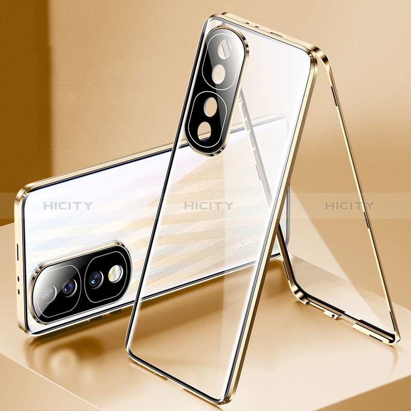 Coque Rebord Bumper Luxe Aluminum Metal Miroir 360 Degres Housse Etui Aimant pour Huawei Honor 70 Pro 5G Or Plus