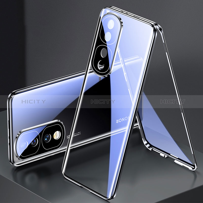 Coque Rebord Bumper Luxe Aluminum Metal Miroir 360 Degres Housse Etui Aimant pour Huawei Honor 70 Pro+ Plus 5G Noir Plus