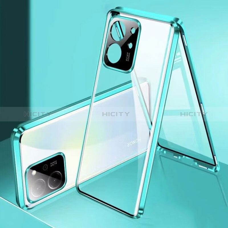 Coque Rebord Bumper Luxe Aluminum Metal Miroir 360 Degres Housse Etui Aimant pour Huawei Honor 80 SE 5G Vert Plus