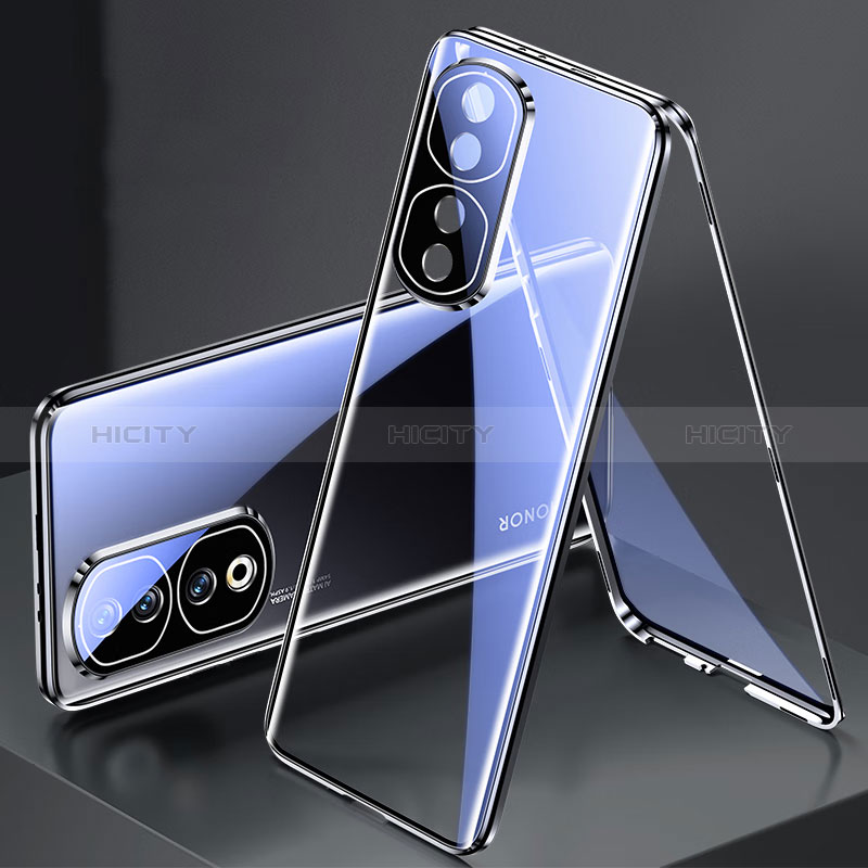 Coque Rebord Bumper Luxe Aluminum Metal Miroir 360 Degres Housse Etui Aimant pour Huawei Honor 90 Pro 5G Noir Plus