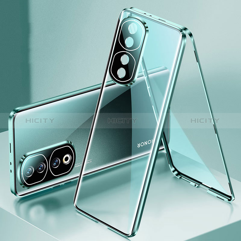 Coque Rebord Bumper Luxe Aluminum Metal Miroir 360 Degres Housse Etui Aimant pour Huawei Honor 90 Pro 5G Vert Plus