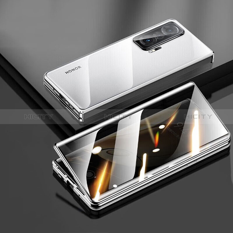 Coque Rebord Bumper Luxe Aluminum Metal Miroir 360 Degres Housse Etui Aimant pour Huawei Honor Magic V 5G Plus