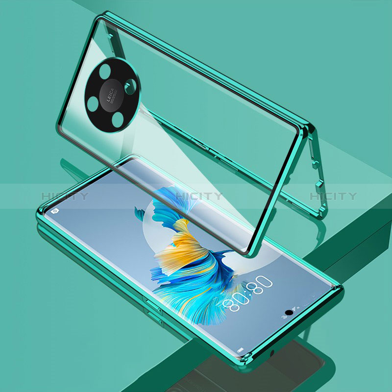 Coque Rebord Bumper Luxe Aluminum Metal Miroir 360 Degres Housse Etui Aimant pour Huawei Honor Magic4 Lite 5G Vert Plus