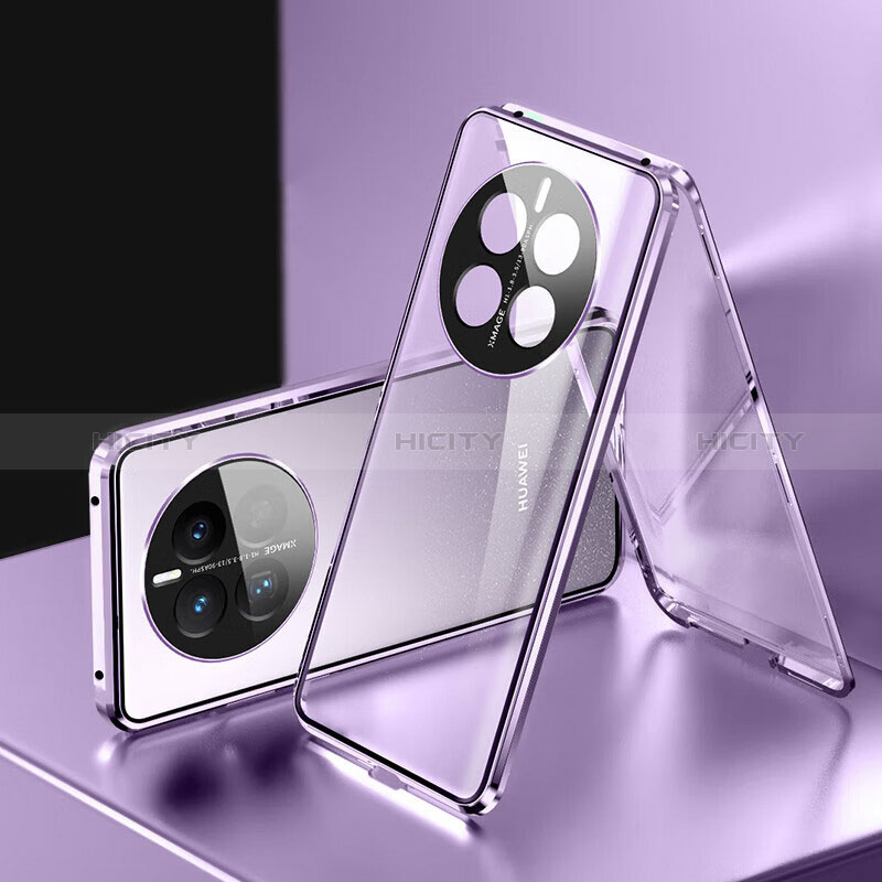 Coque Rebord Bumper Luxe Aluminum Metal Miroir 360 Degres Housse Etui Aimant pour Huawei Mate 50 Plus