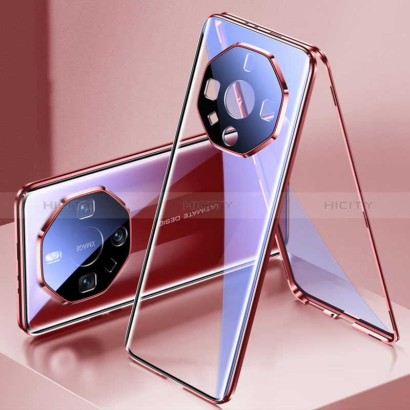 Coque Rebord Bumper Luxe Aluminum Metal Miroir 360 Degres Housse Etui Aimant pour Huawei Mate 60 RS Ultimate Plus