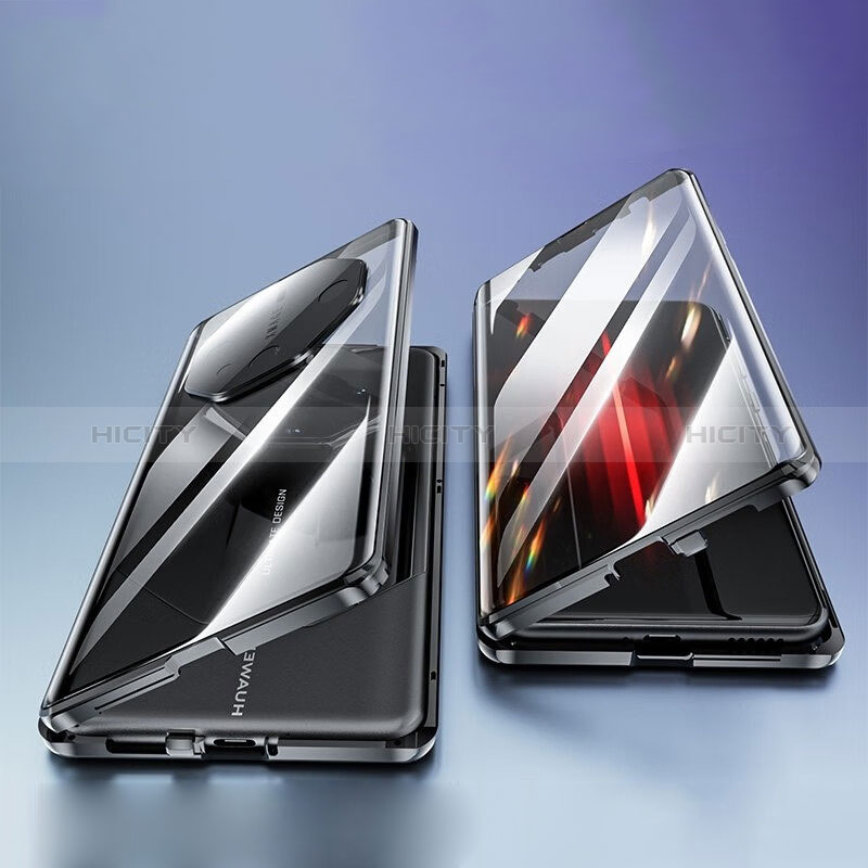 Coque Rebord Bumper Luxe Aluminum Metal Miroir 360 Degres Housse Etui Aimant pour Huawei Mate 60 RS Ultimate Plus