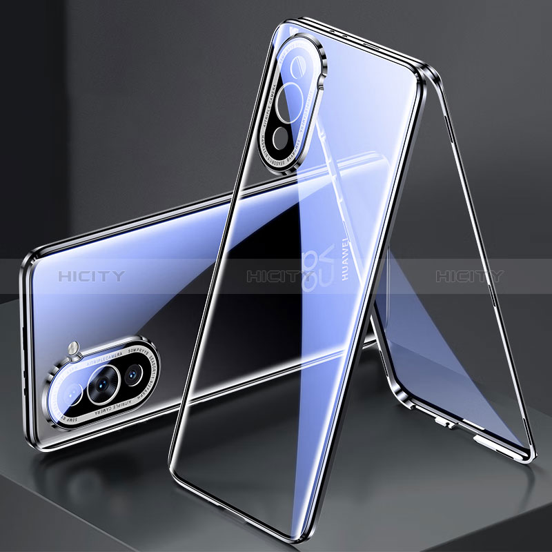 Coque Rebord Bumper Luxe Aluminum Metal Miroir 360 Degres Housse Etui Aimant pour Huawei Nova 10 Noir Plus