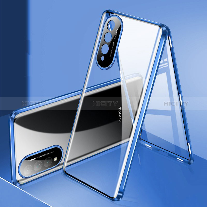 Coque Rebord Bumper Luxe Aluminum Metal Miroir 360 Degres Housse Etui Aimant pour Huawei Nova 10z Bleu Plus