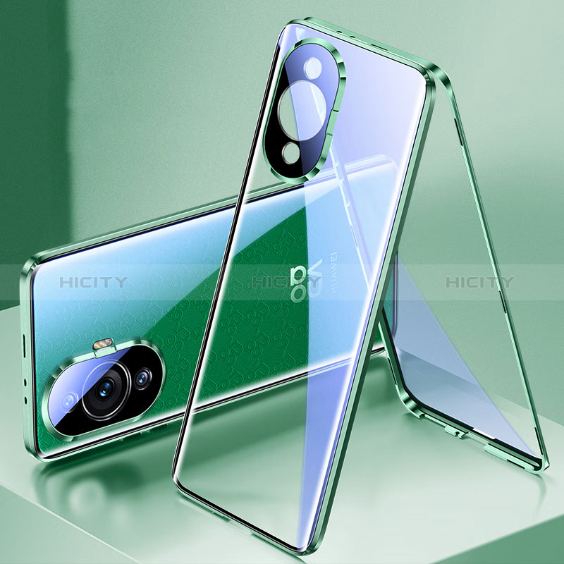 Coque Rebord Bumper Luxe Aluminum Metal Miroir 360 Degres Housse Etui Aimant pour Huawei Nova 11 Plus