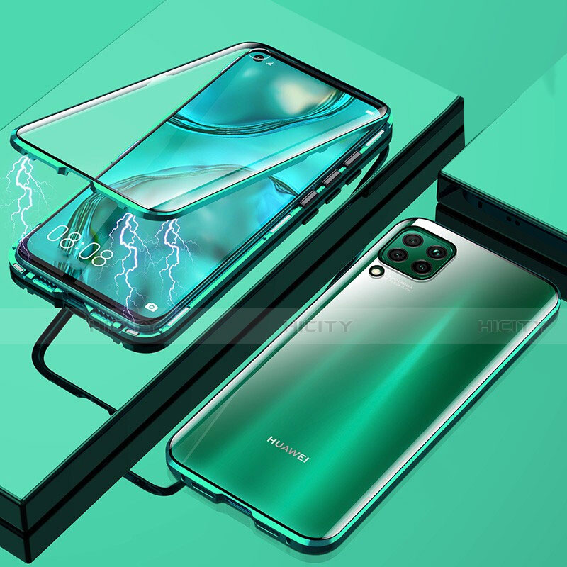 Coque Rebord Bumper Luxe Aluminum Metal Miroir 360 Degres Housse Etui Aimant pour Huawei Nova 6 SE Vert Plus