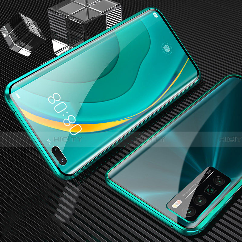 Coque Rebord Bumper Luxe Aluminum Metal Miroir 360 Degres Housse Etui Aimant pour Huawei Nova 7 Pro 5G Vert Plus