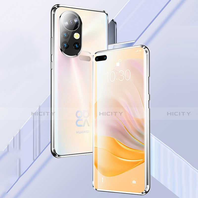 Coque Rebord Bumper Luxe Aluminum Metal Miroir 360 Degres Housse Etui Aimant pour Huawei Nova 8 Pro 5G Plus