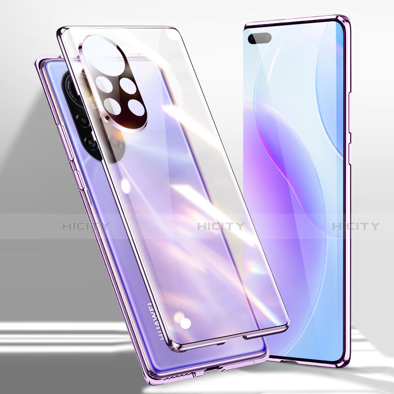 Coque Rebord Bumper Luxe Aluminum Metal Miroir 360 Degres Housse Etui Aimant pour Huawei Nova 8 Pro 5G Violet Plus