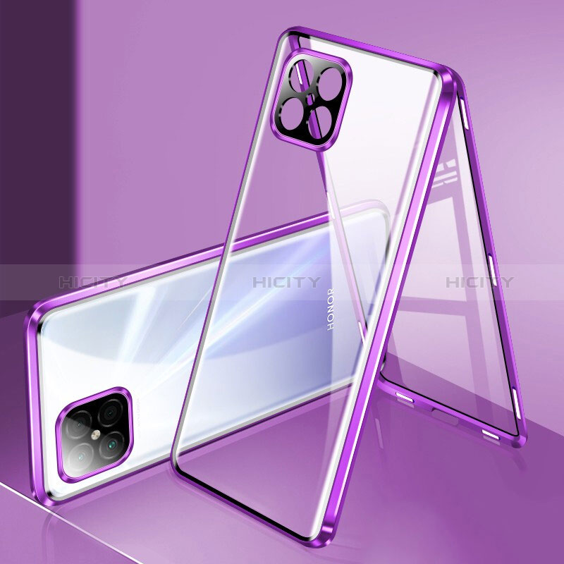 Coque Rebord Bumper Luxe Aluminum Metal Miroir 360 Degres Housse Etui Aimant pour Huawei Nova 8 SE 4G Violet Plus