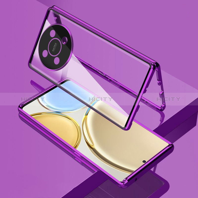 Coque Rebord Bumper Luxe Aluminum Metal Miroir 360 Degres Housse Etui Aimant pour Huawei Nova Y91 Plus