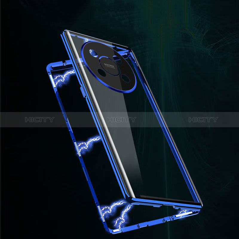 Coque Rebord Bumper Luxe Aluminum Metal Miroir 360 Degres Housse Etui Aimant pour Huawei Nova Y91 Plus