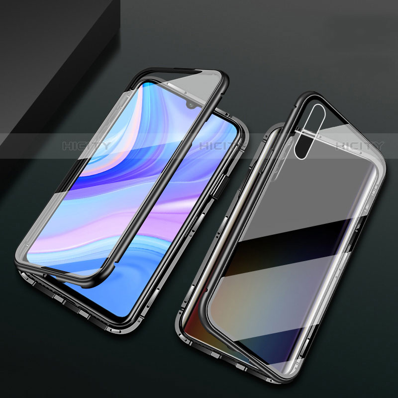 Coque Rebord Bumper Luxe Aluminum Metal Miroir 360 Degres Housse Etui Aimant pour Huawei P smart S Noir Plus