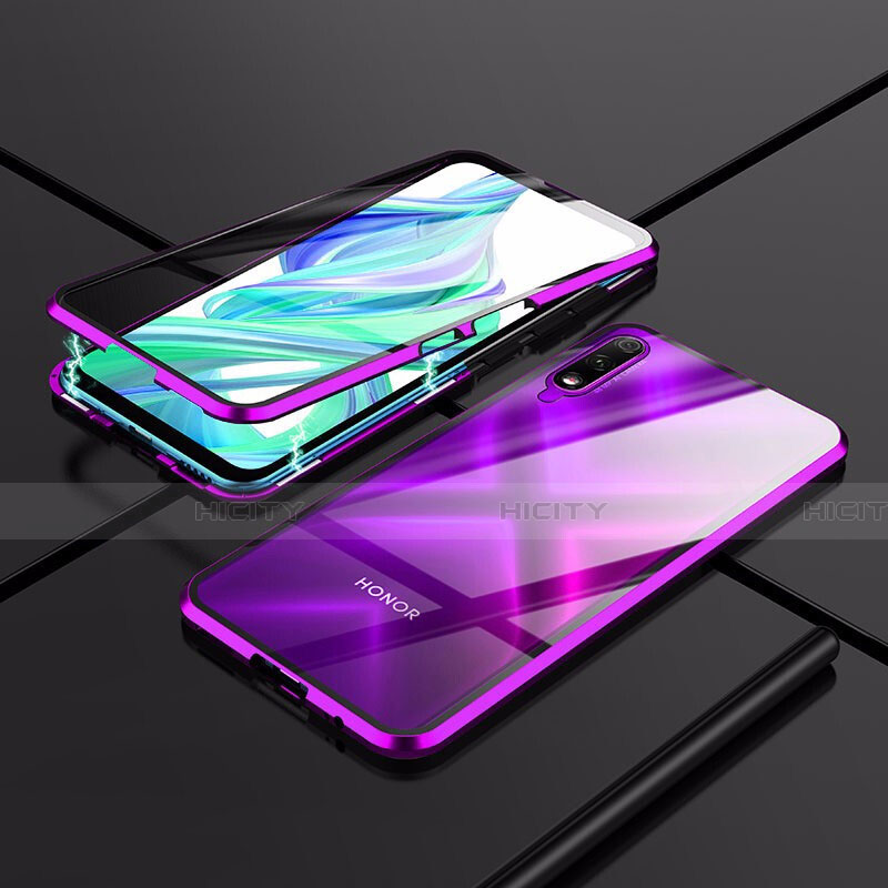 Coque Rebord Bumper Luxe Aluminum Metal Miroir 360 Degres Housse Etui Aimant pour Huawei P Smart Z (2019) Violet Plus