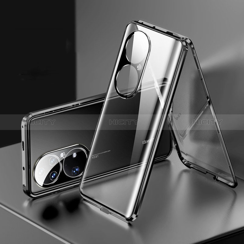 Coque Rebord Bumper Luxe Aluminum Metal Miroir 360 Degres Housse Etui Aimant pour Huawei P50 Plus