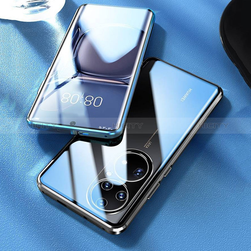 Coque Rebord Bumper Luxe Aluminum Metal Miroir 360 Degres Housse Etui Aimant pour Huawei P50 Pro Plus