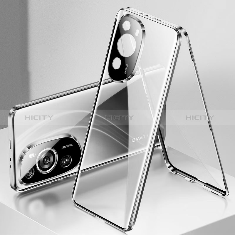 Coque Rebord Bumper Luxe Aluminum Metal Miroir 360 Degres Housse Etui Aimant pour Huawei P60 Art Plus