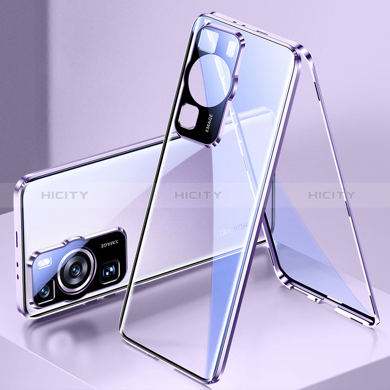 Coque Rebord Bumper Luxe Aluminum Metal Miroir 360 Degres Housse Etui Aimant pour Huawei P60 Plus