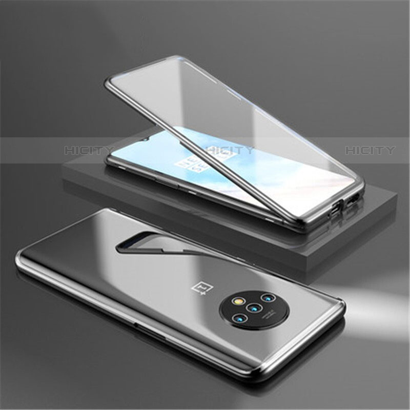 Coque Rebord Bumper Luxe Aluminum Metal Miroir 360 Degres Housse Etui Aimant pour OnePlus 7T Noir Plus