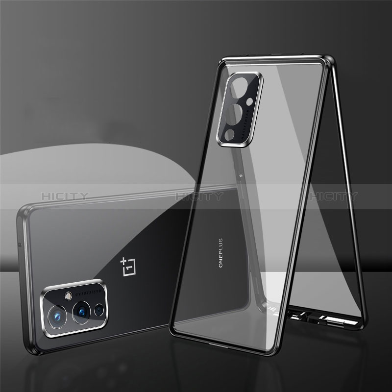 Coque Rebord Bumper Luxe Aluminum Metal Miroir 360 Degres Housse Etui Aimant pour OnePlus 9 5G Noir Plus