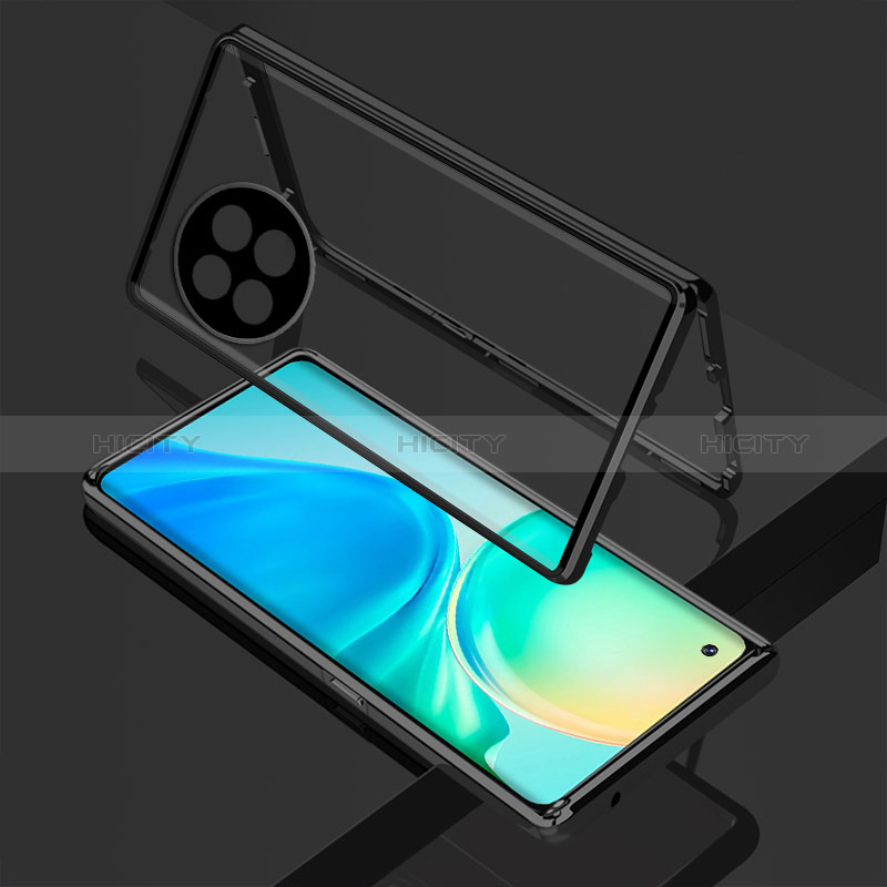 Coque Rebord Bumper Luxe Aluminum Metal Miroir 360 Degres Housse Etui Aimant pour OnePlus Ace 2 Pro 5G Noir Plus