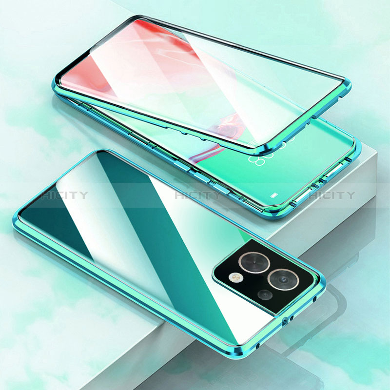 Coque Rebord Bumper Luxe Aluminum Metal Miroir 360 Degres Housse Etui Aimant pour OnePlus Ace 2V 5G Vert Plus