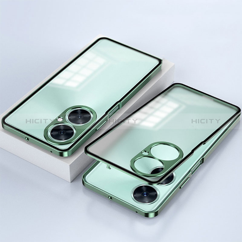 Coque Rebord Bumper Luxe Aluminum Metal Miroir 360 Degres Housse Etui Aimant pour OnePlus Nord CE 3 5G Vert Plus