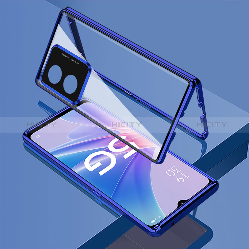 Coque Rebord Bumper Luxe Aluminum Metal Miroir 360 Degres Housse Etui Aimant pour Oppo A1 5G Plus